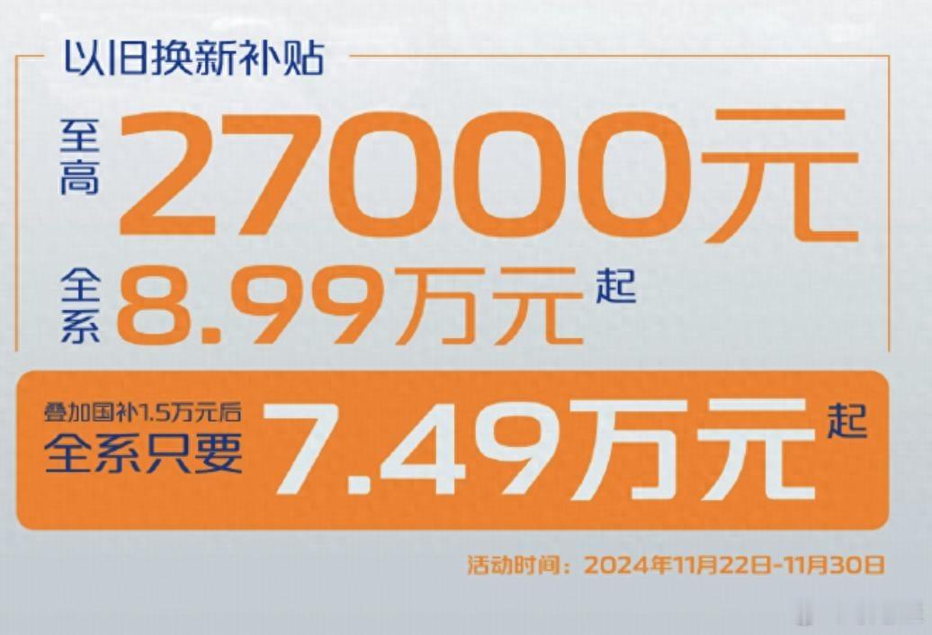 长安UNI-V  系列推出购车政策，以旧换新补贴至高2.7万元，再加上国补1.5
