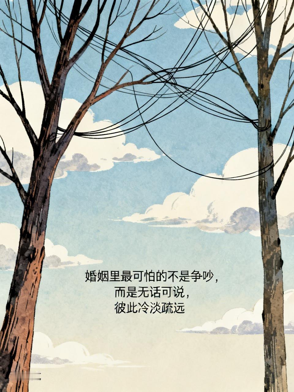 婚姻里面最可怕的是什么呢婚姻里最可怕的不是争吵，而是无话可说，彼此冷淡疏远