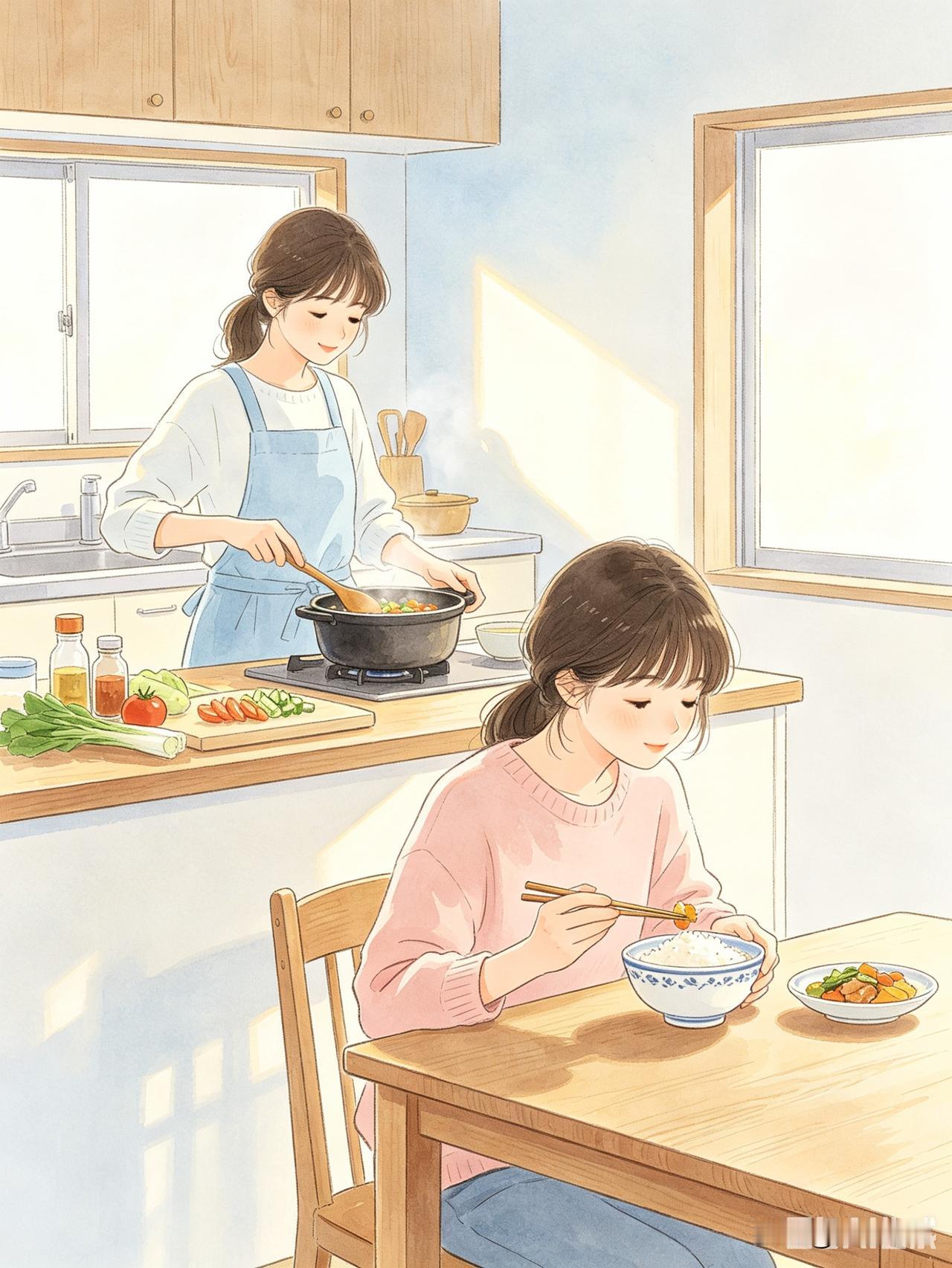 如果你一个人在家吃饭，你会给自己做四个菜吗？

我曾经有好长一段时间一个人居住，