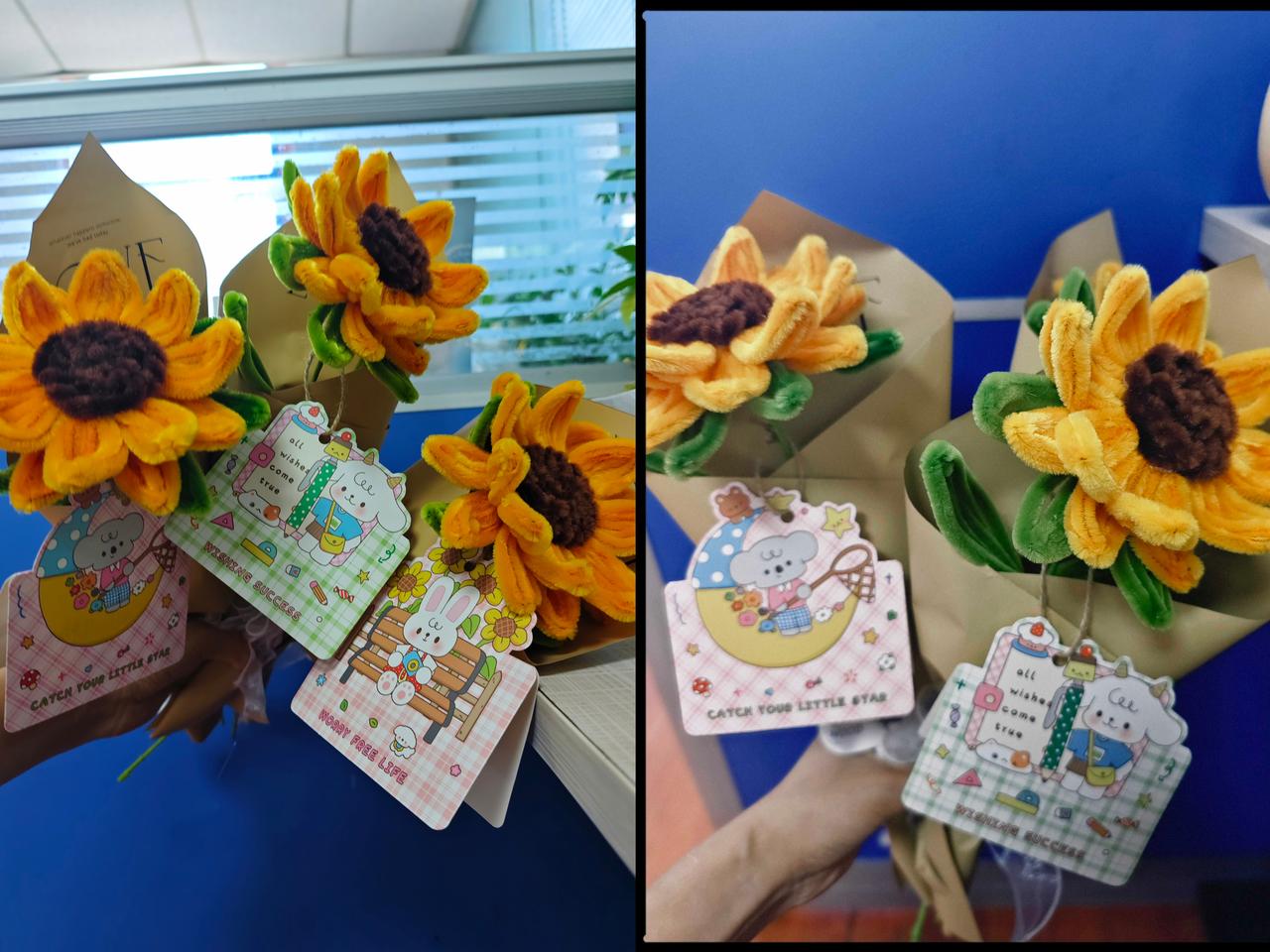 别再觉得扭扭棒是小孩玩意儿了！就用这几毛钱一根的彩色棍子，随手扭出的向日葵，比花