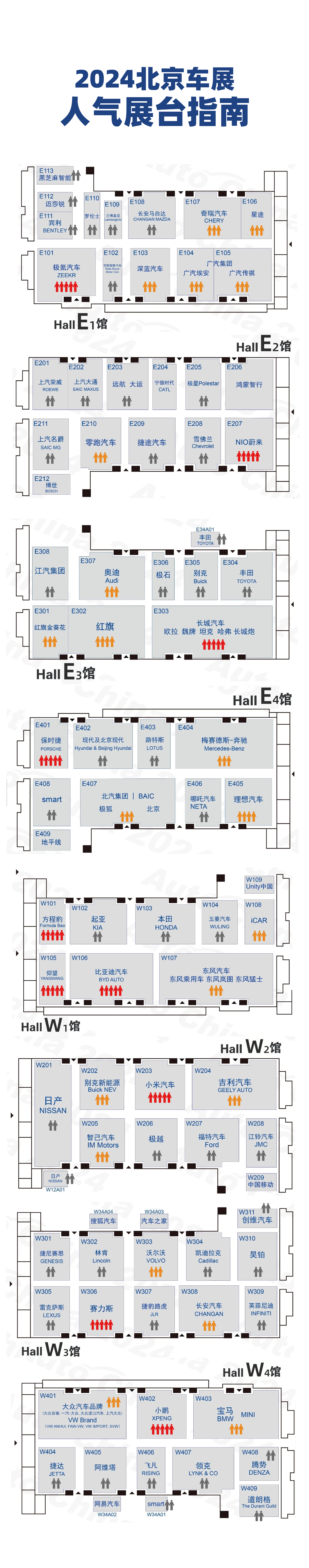 一图了解2024北京车展热门展台，逛展必看！今年北京车展新能源车的流量应该会很大