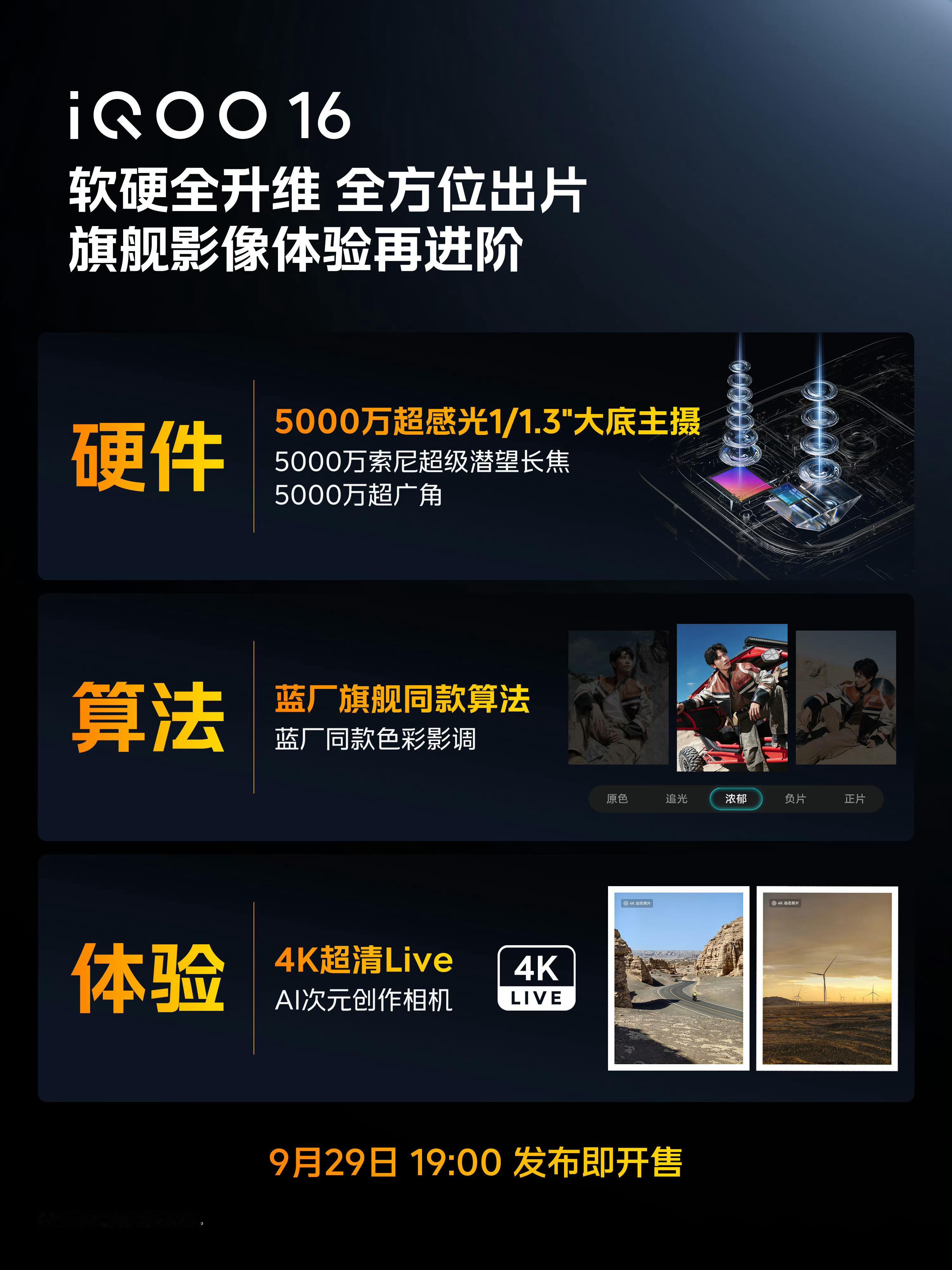 iQOO 16影像配置也出来了！50Mp 1/1.3'' OV50Q主摄50Mp