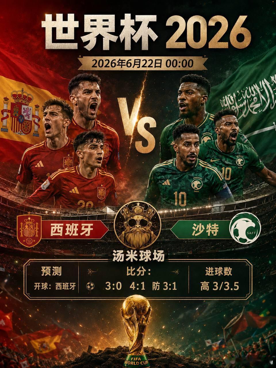 今天世界杯第一场西班牙vs沙特这种比赛往往不是爆冷的土壤。西班牙首轮已经丢掉了不