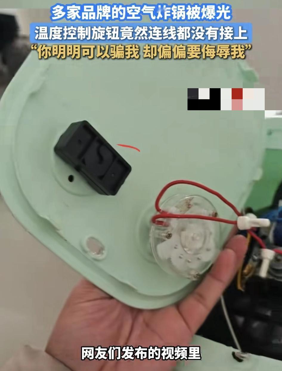最近，荣事达空气炸锅因为温度控制旋钮没有连接线而冲上了热搜。同一问题还涉及到其他