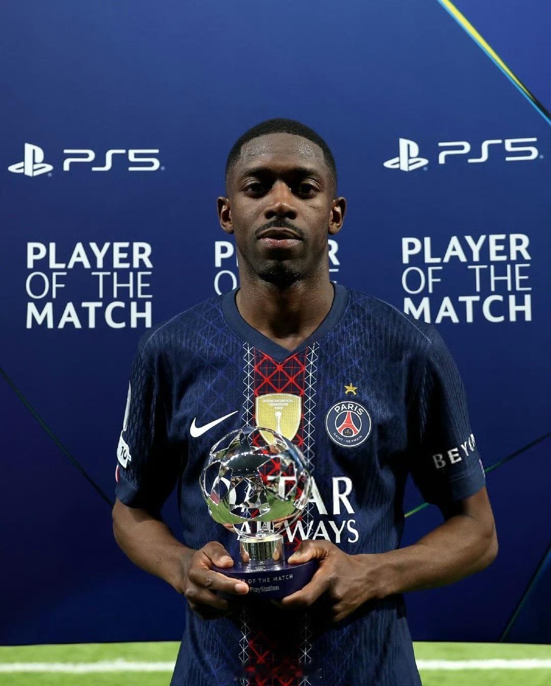 欧冠登贝莱获得欧冠官方的本场最佳球员，两射一传！！巴黎圣日耳曼5比4拜仁