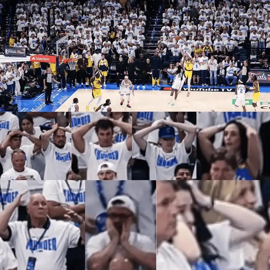 美媒晒哈利伯顿最后一投时雷霆主场观众表情
今日NBA总决赛，步行者111-110