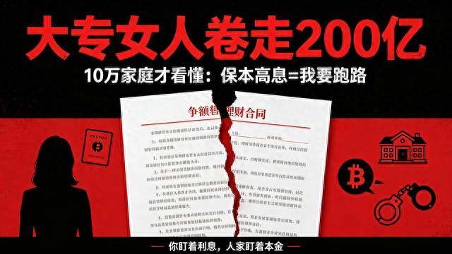 大专女人卷走200亿，10万家庭才看懂：保本高息=我要跑路