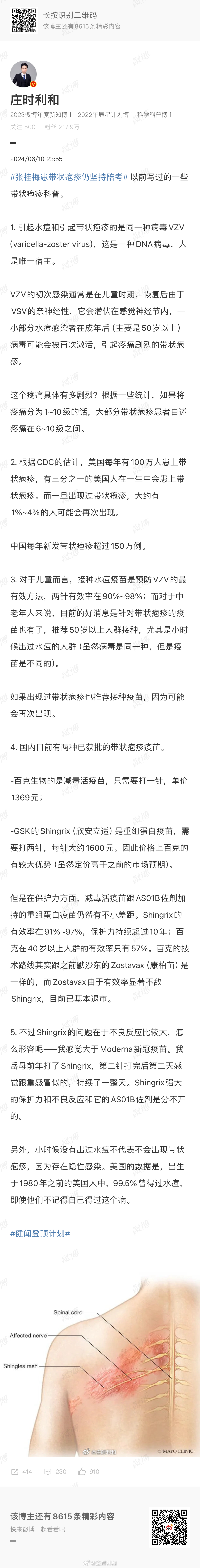 #那英 带状疱疹# 之前写过很多带状疱疹预防的，今天只说一下治疗方面的抗病毒用药