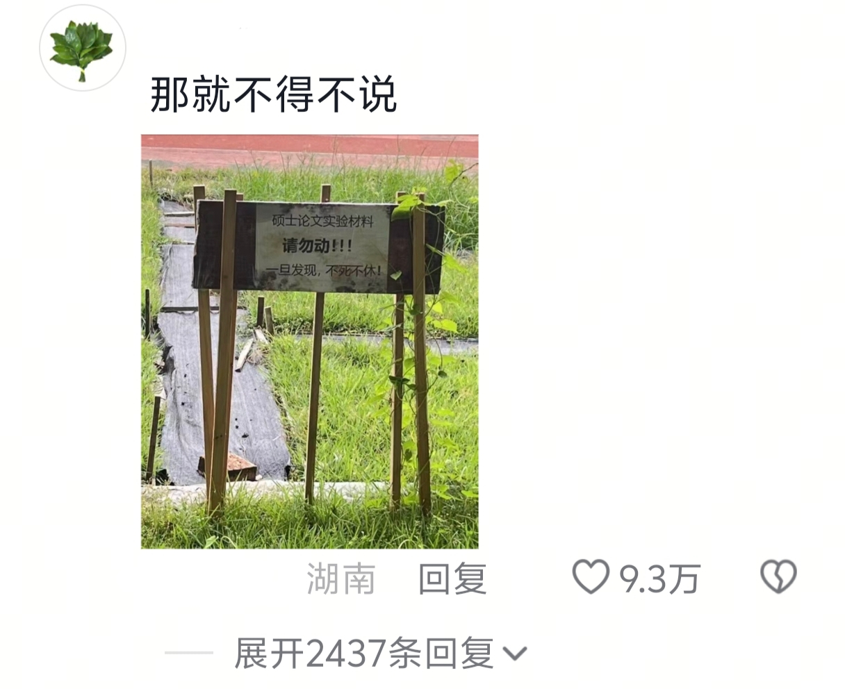 所以大家不要乱摘农学院地里的东西了