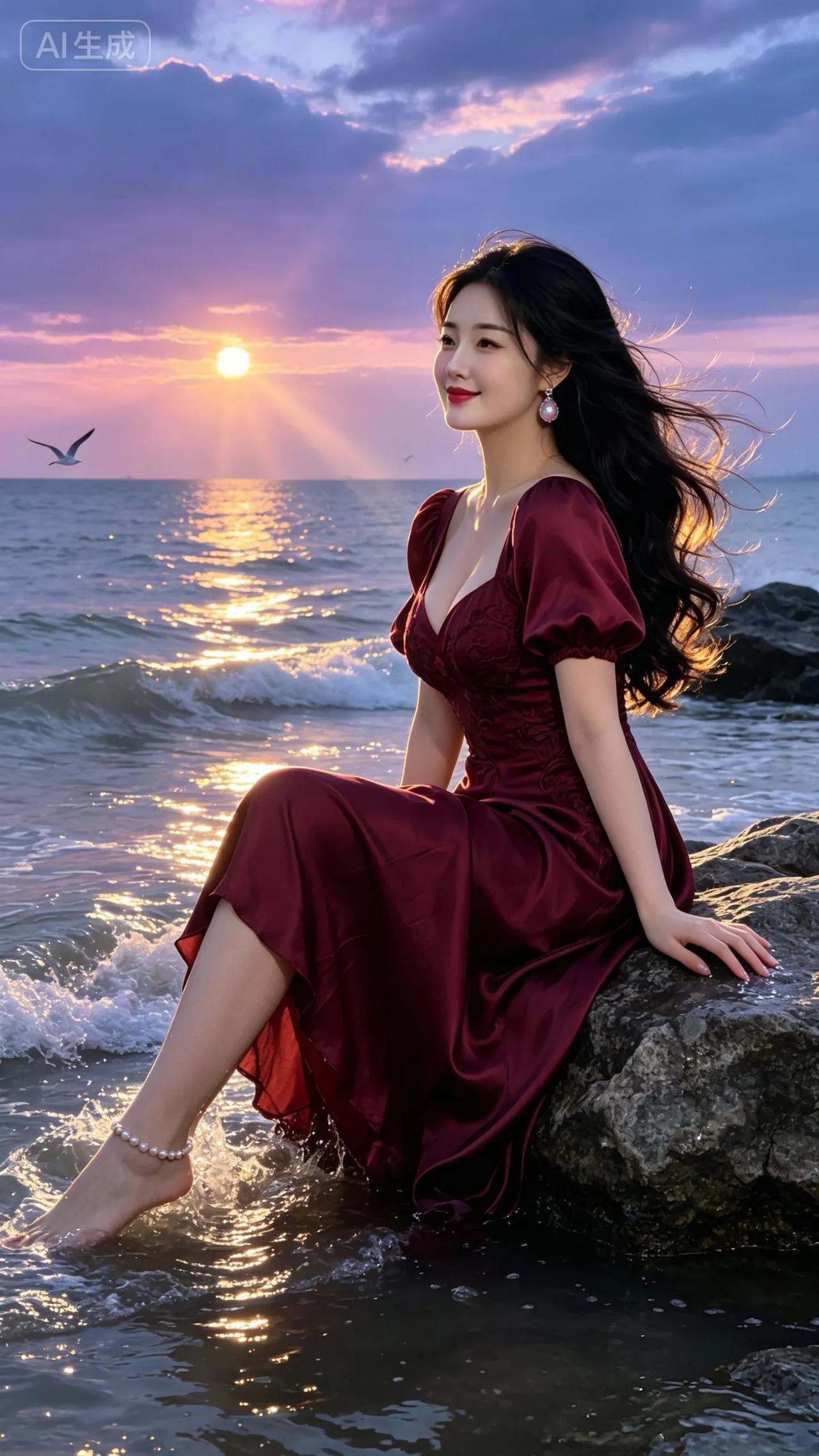 原创七绝●暖人心扉/新韵   

静坐观鸥赏海风，
夕阳落日早出东。
光芒万丈使