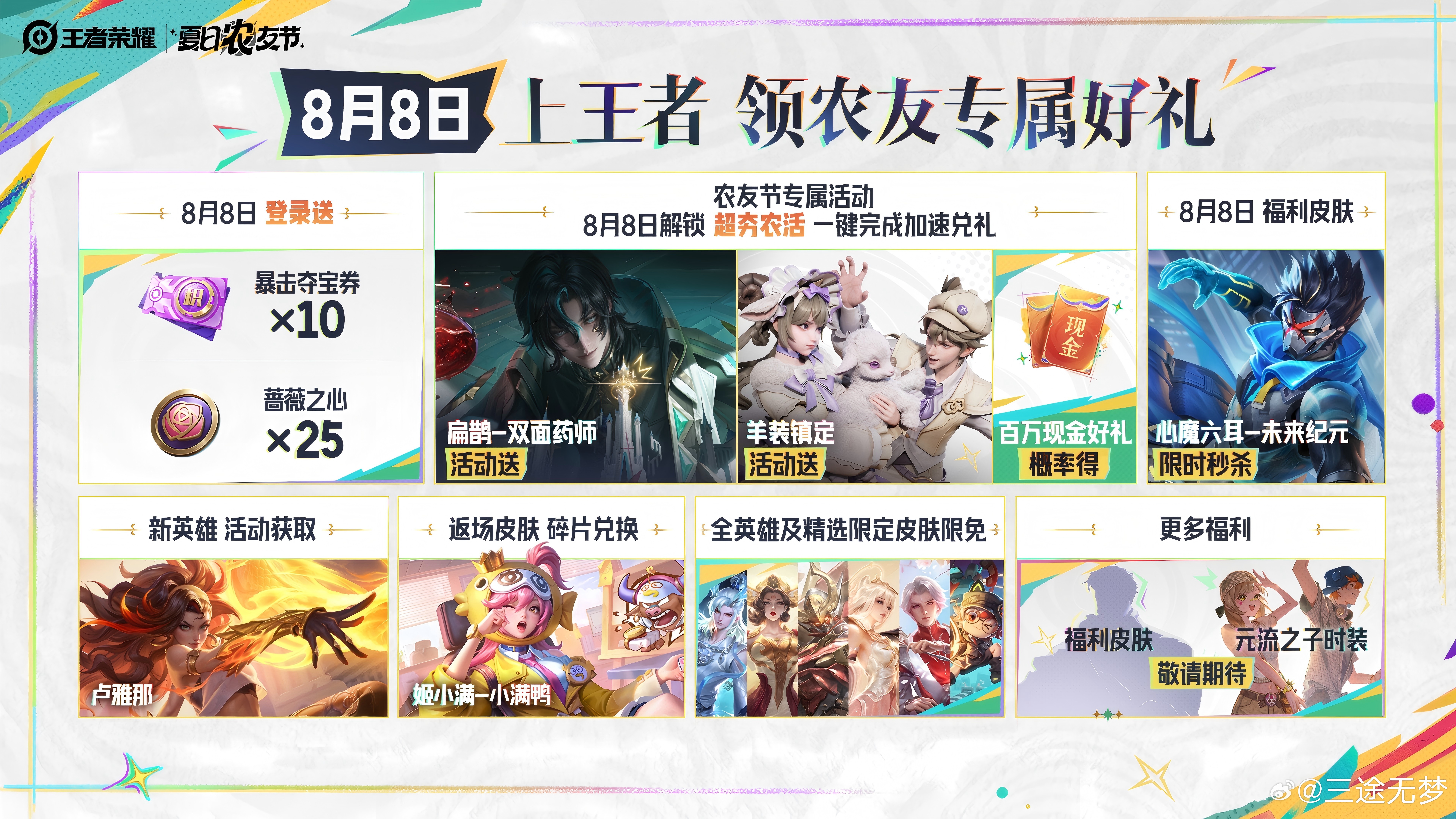 王者荣耀王者农友节顶级农活8月8日领农友夏日好礼王者荣耀 8月8日记得上线领福利