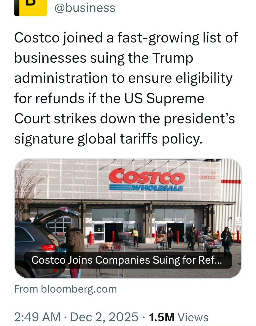 美国最高法院的裁决结果，使数千家公司，包括美国的零售商Costco在内，已经向特