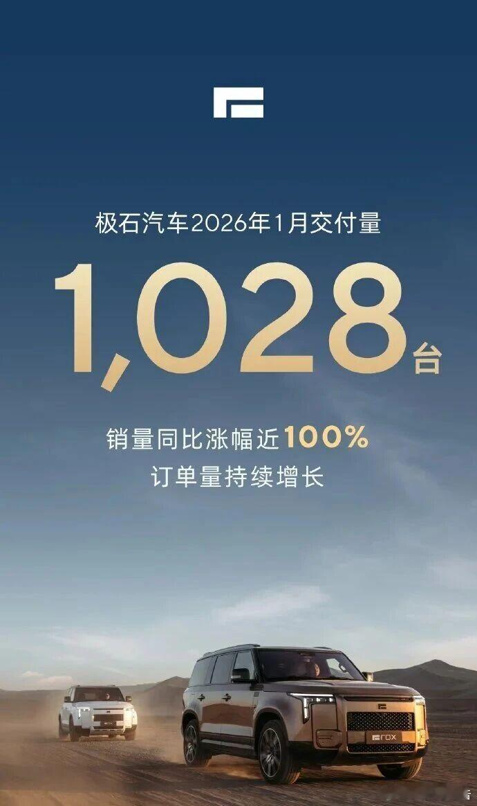 极石汽车 1月销量1028台 
