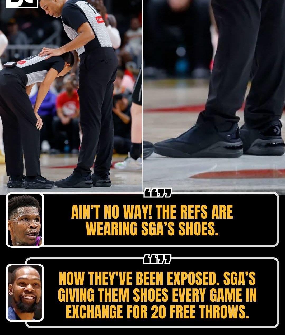 一名 NBA 裁判在湖人队对阵雷霆队的比赛中被发现穿着谢伊·吉尔杰斯-亚历山大的