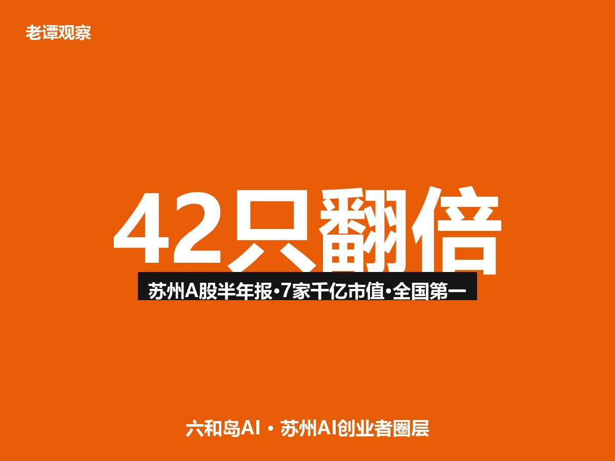 42只翻倍、7只千亿市值、7家新上市全国第一

——苏州A股上半年成绩单，把全国