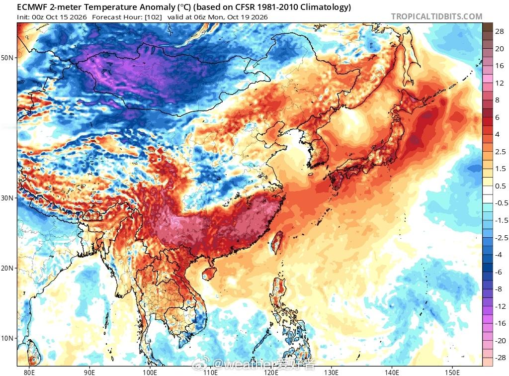冷空气 过去一段时间，冷空气势力弱，全国大部地区气温显著偏高。即将进入10月下半