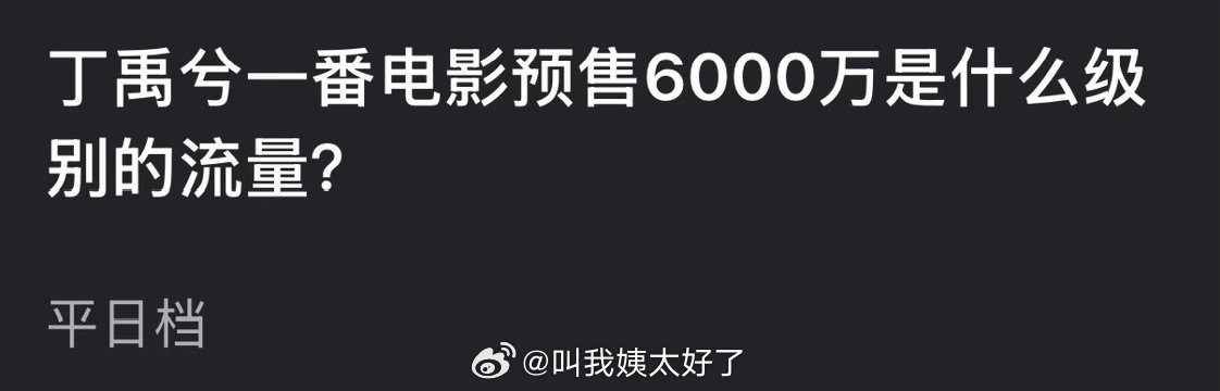 丁禹兮一番电影预售6000万是什么级别的流量？ 