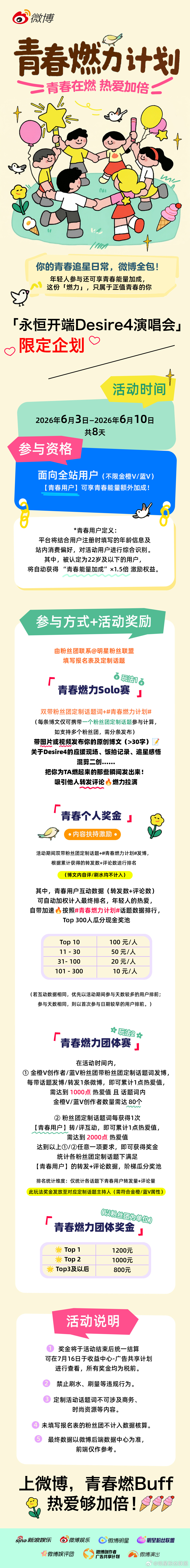 青春燃力计划 x 永恒开端Desire4演唱会🎤限定企划即将开启～参加活动一起