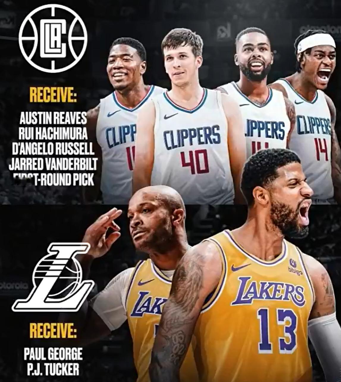 湖人用里夫斯+拉塞尔+八村+彪哥+1首轮换泡椒+塔克！这一交易大家觉得如何？[疑