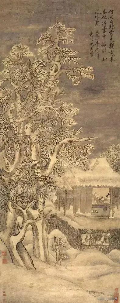 沈周的绘画分细沈、粗沈两个阶段：早年多精工细密的“细沈”；五十岁之后进入“粗沈”