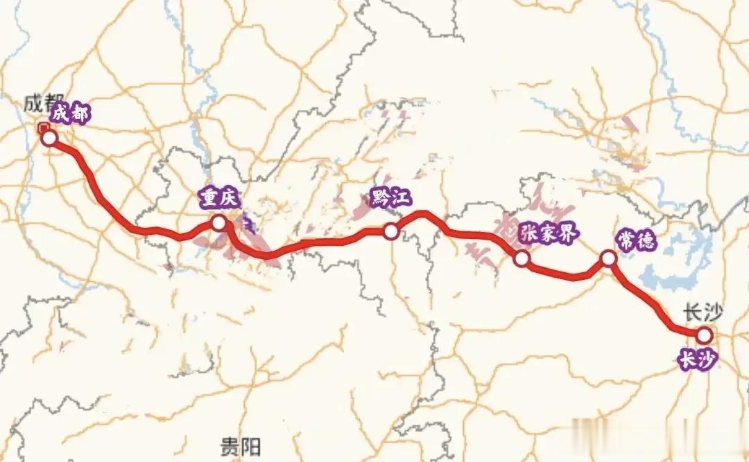成都-长沙高铁线路图