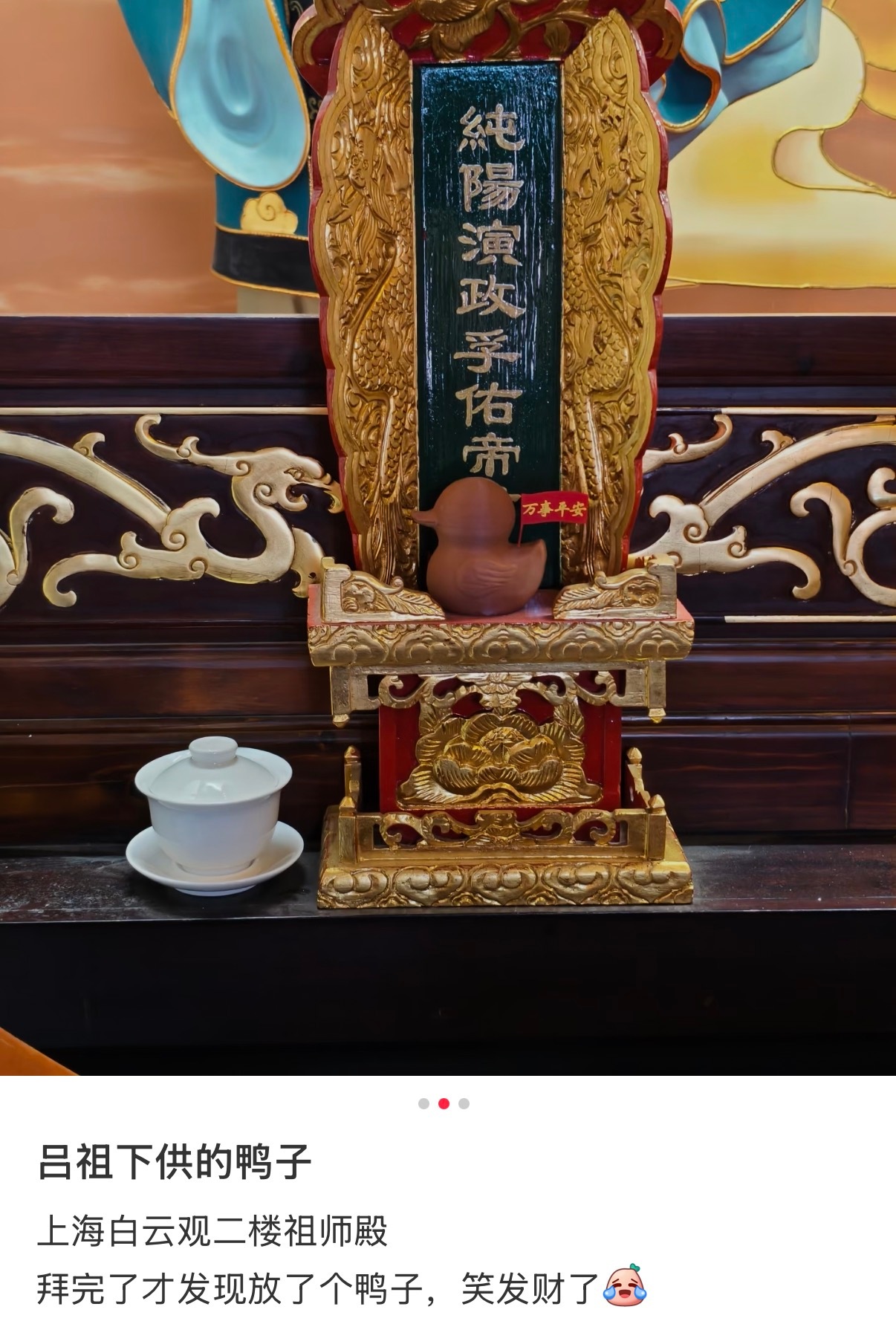 这个也太萌了……感觉吕祖也很是满意鸭鸭就这样萌萌地蠕动到吕祖腿上去了 