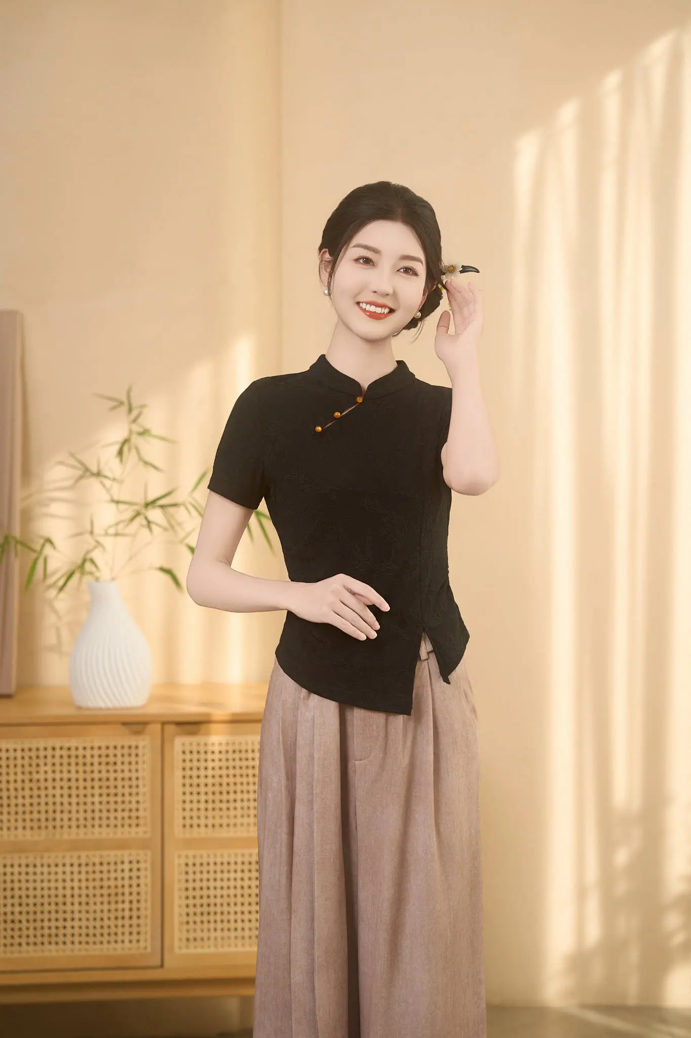 新中式采耳足浴技师工作服。
