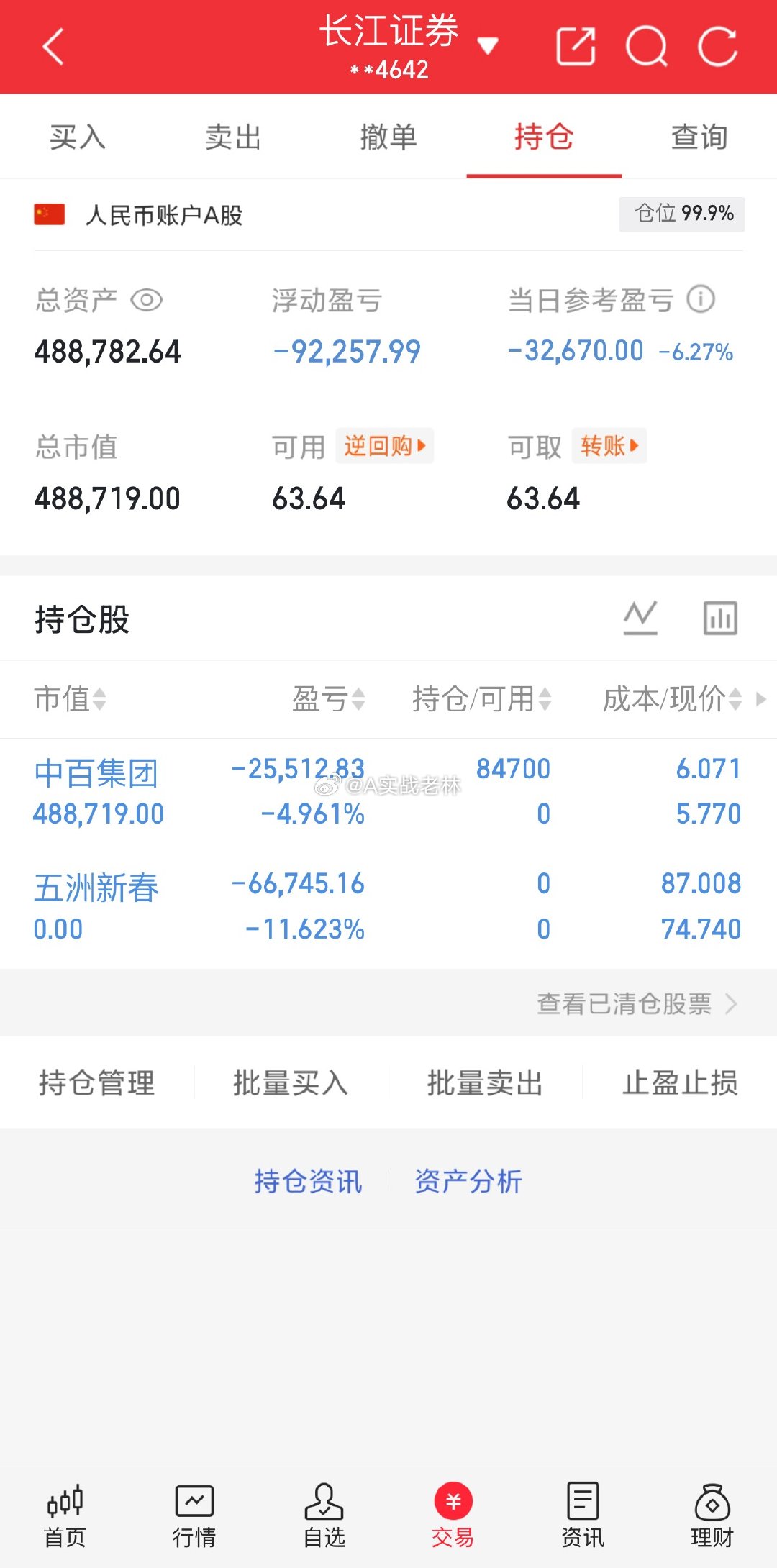 用50万本金实盘翻倍记录（第5天）实力见证，继续持有：今日卖出： 五洲新春今日买