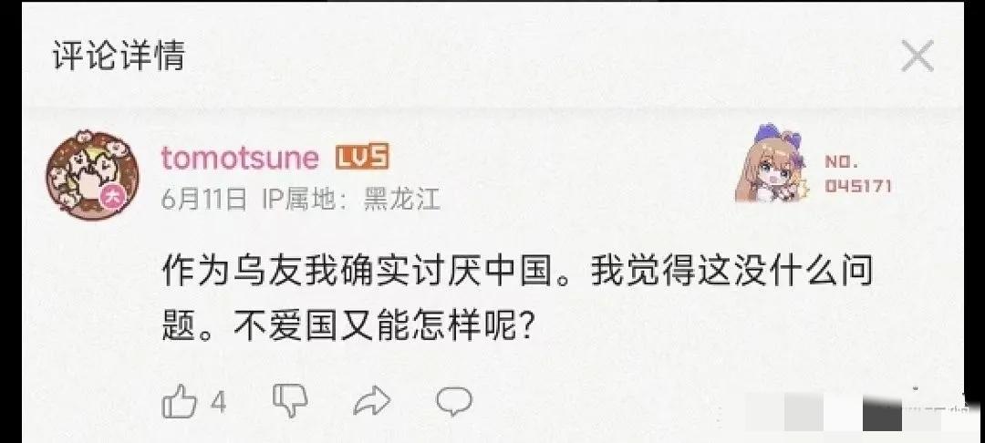 你身边有这样的乌友吗？我身边怎么一个乌友都没有。

不爱国，反而爱乌、爱美、爱以