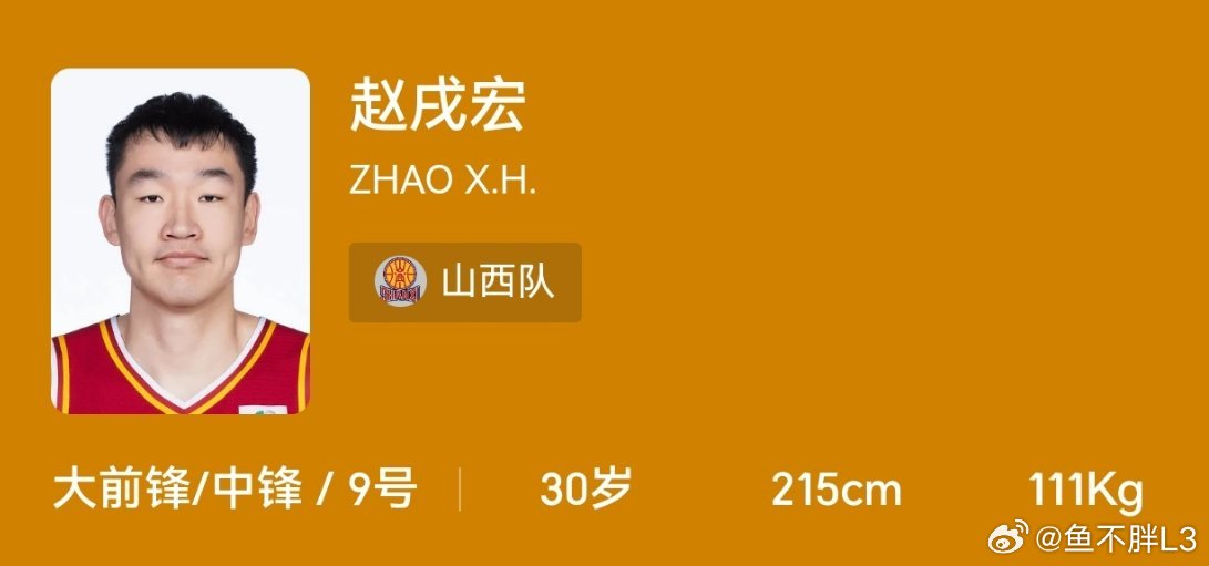 jbq暂离后，广东队国内五号位仅剩王少杰一人。他也是队内第一高度2.08m。如果