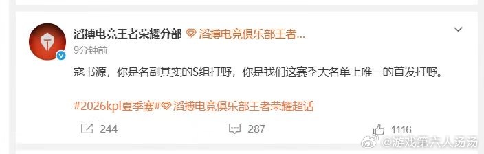 书源S组打野书源一步步闯入顶级联赛。攻防节奏全部在线，S组打野名副其实。 