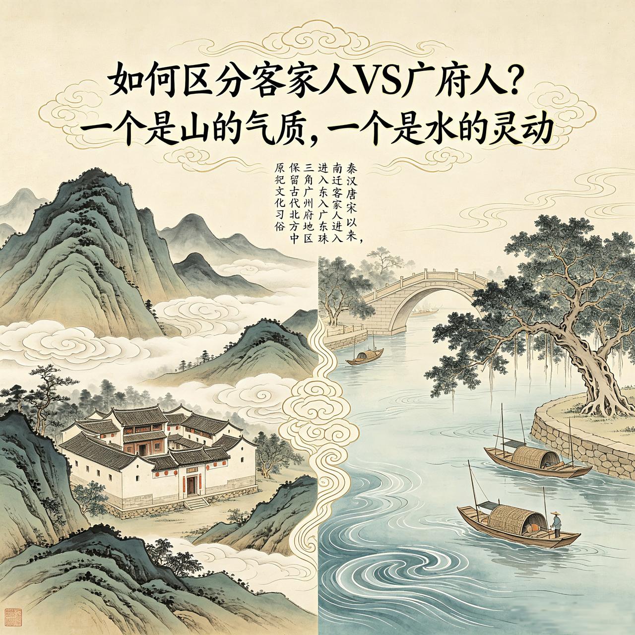 所谓的“客家人和广府人”，有什么基本区别？
只能说，他们互为关联，但本质上区别很