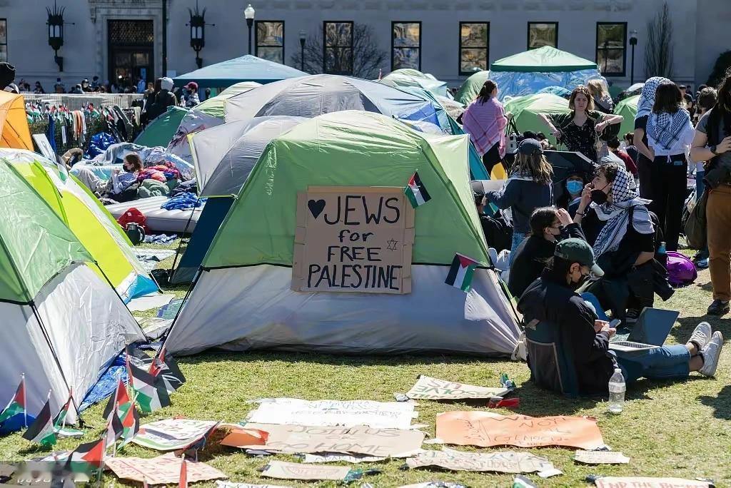 美国大学生在抗议！一边是亲巴勒斯坦群体，一边是亲以色列群体，彼此各不相让、剑拔弩