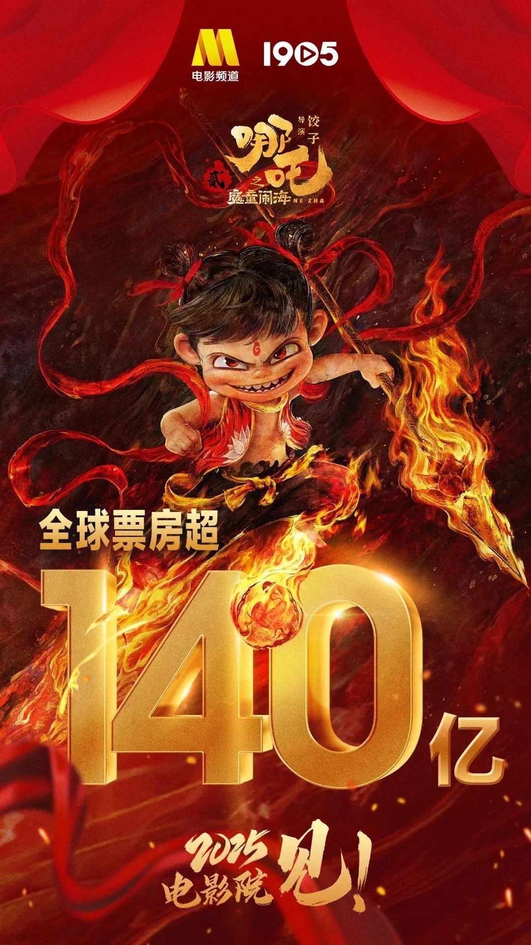 哪吒2票房已超140亿 根据专业平台数据，影片《哪吒之魔童闹海》总票房已突破14