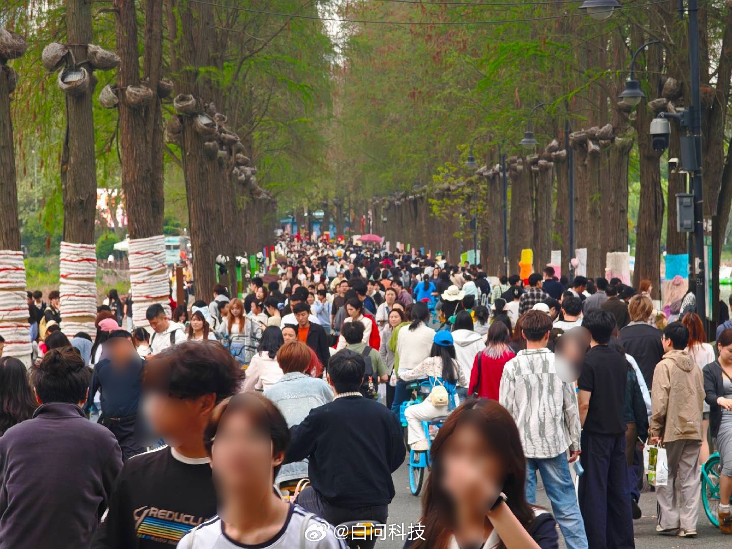 今天出门好多好多人东湖算上樱花园的话至少10几万人大家假期都出去玩了吗？ 