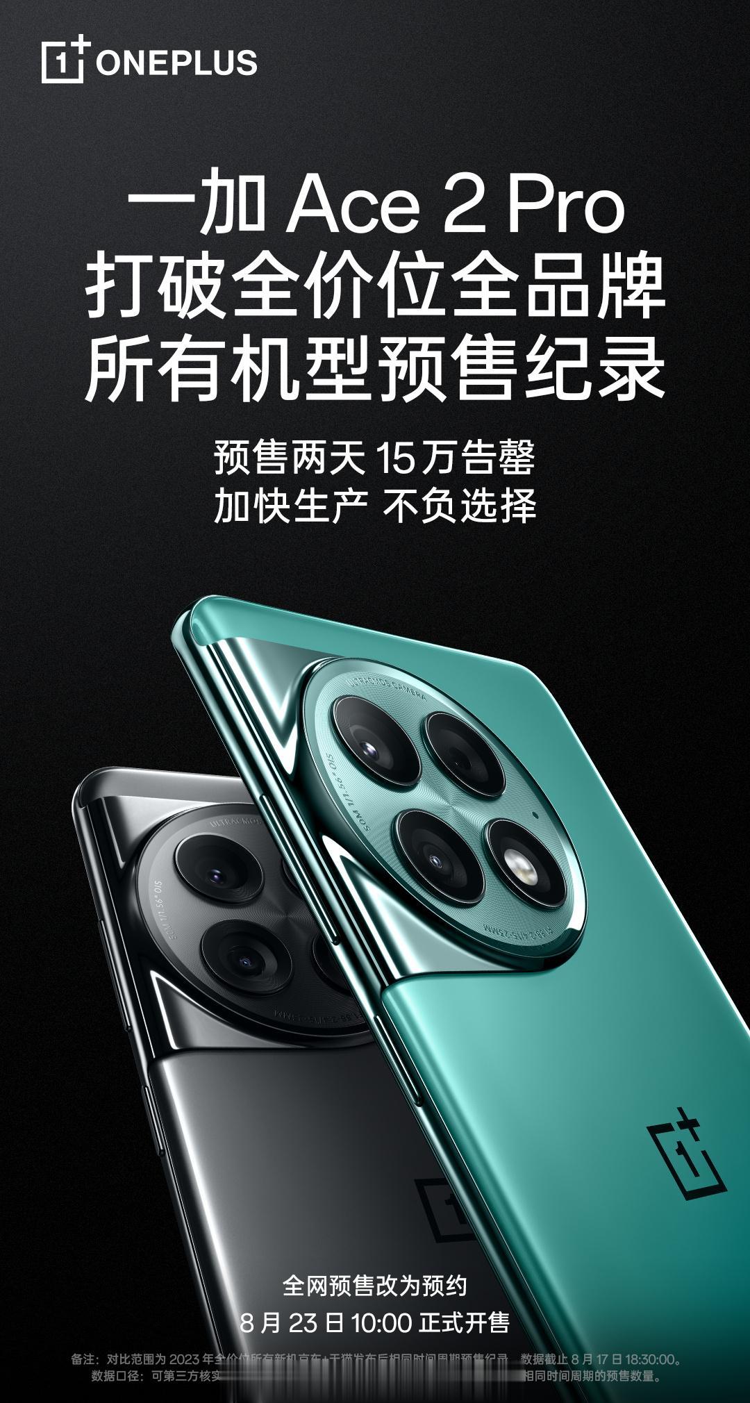 一加 Ace 2 Pro 预售 2 天卖了 15 万台，咱粉丝朋友有入手的没？来