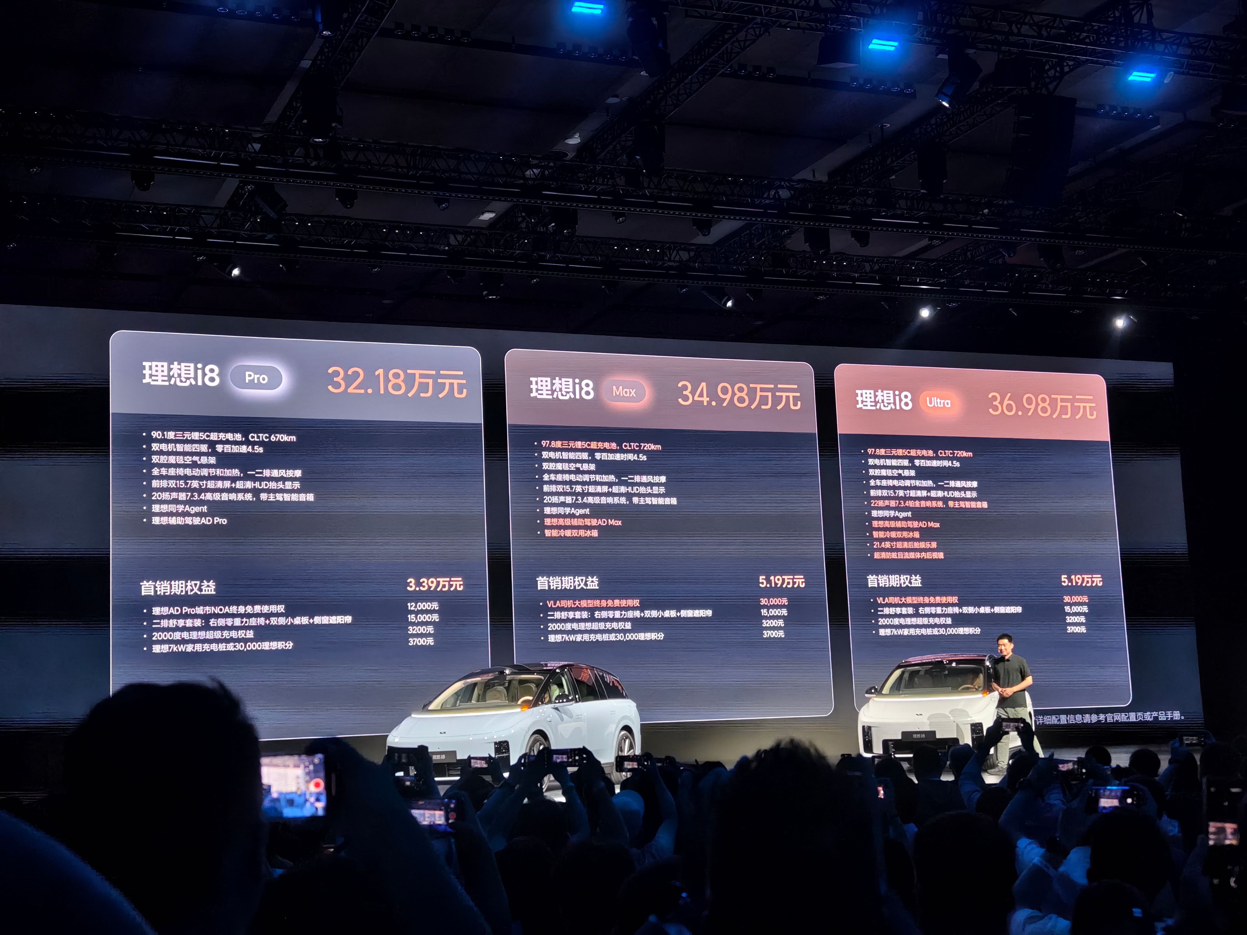 理想i8的价格正式公布：Pro车型：32.18万Max车型：34.98万Ultr
