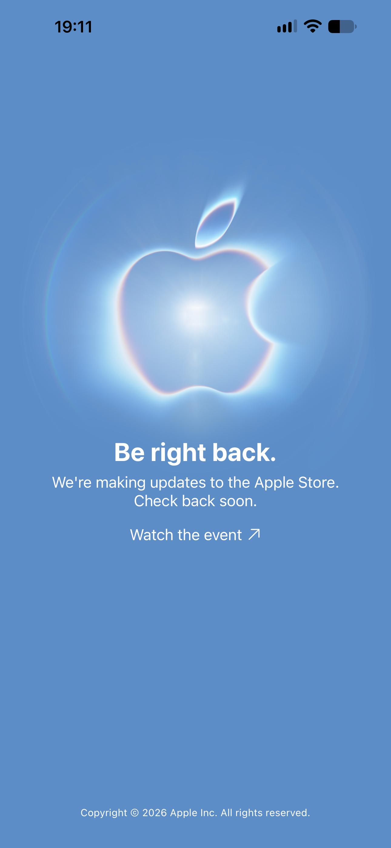 Apple Store 开始维护 ​​​