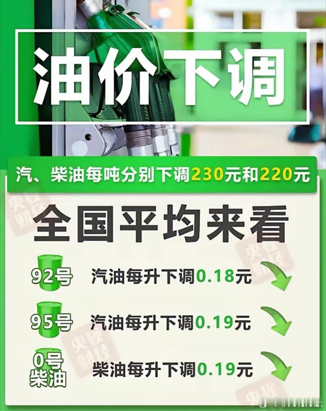 【油价调整通知：8月14日24时起，92号汽油、95号汽油和0号柴油每升分别下调