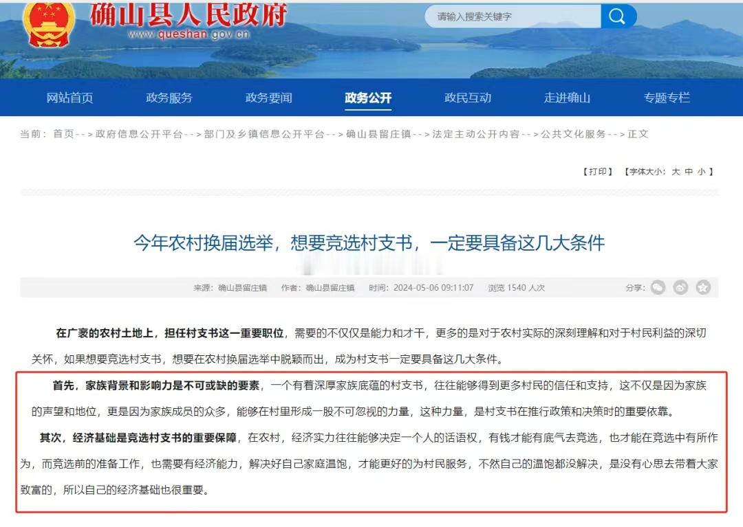 想要竟选村支书，家族背景、影响力、经济基础几大条件一定要具备……现在都这么赤裸裸