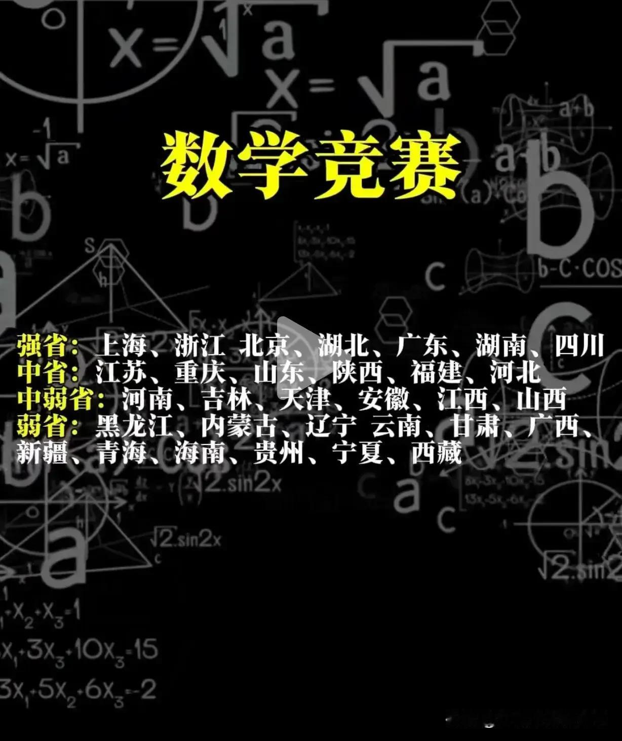 四大学科竞赛强省都有湖北、湖南和浙江省！
竞赛是有传承的，是需要底蕴的，
无论是