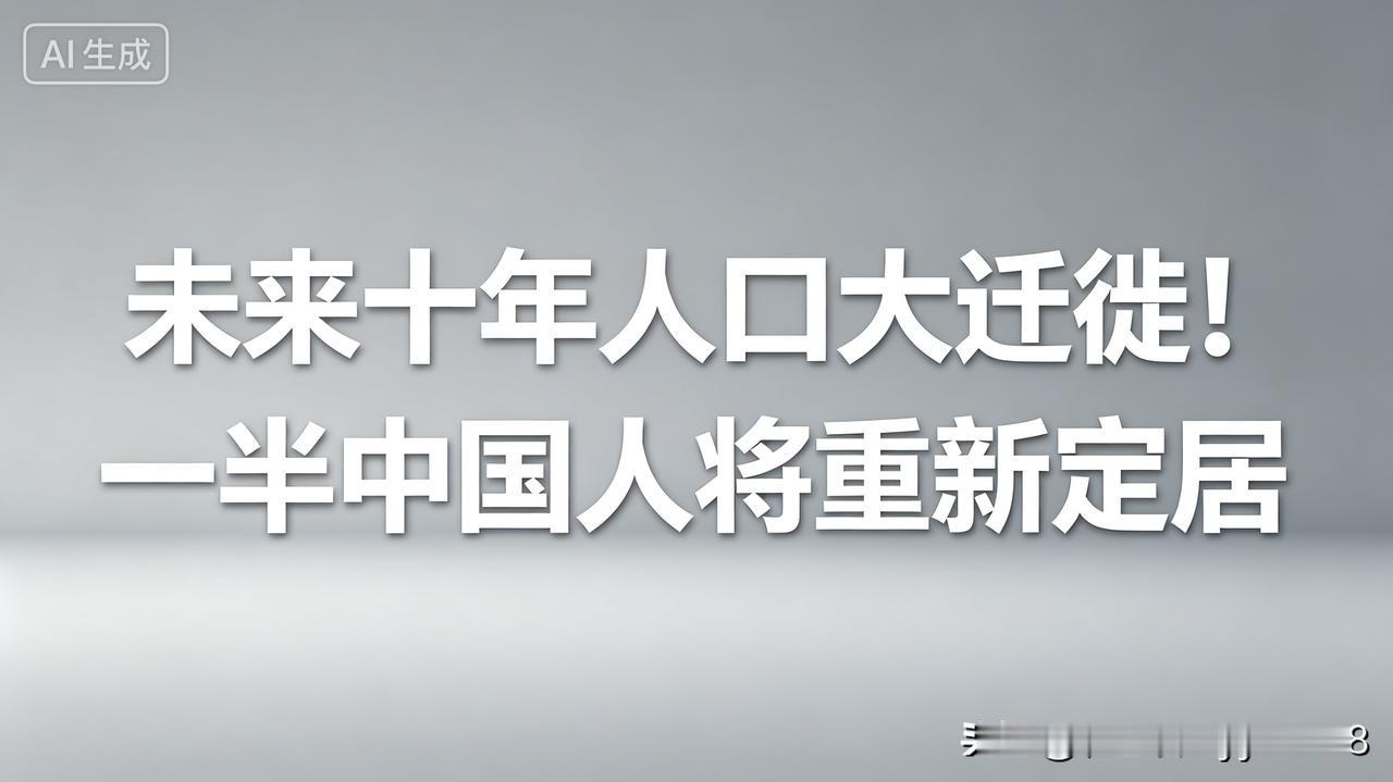 未来十年，一场大范围的人口流动浪潮正在国内悄然酝酿。
依据2025年官方人口统计