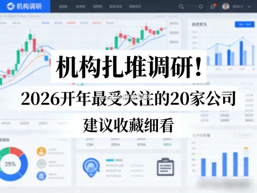 2026开年机构扎堆调研的20家公司，建议收藏！炒股的朋友是不是都有这烦恼：大盘