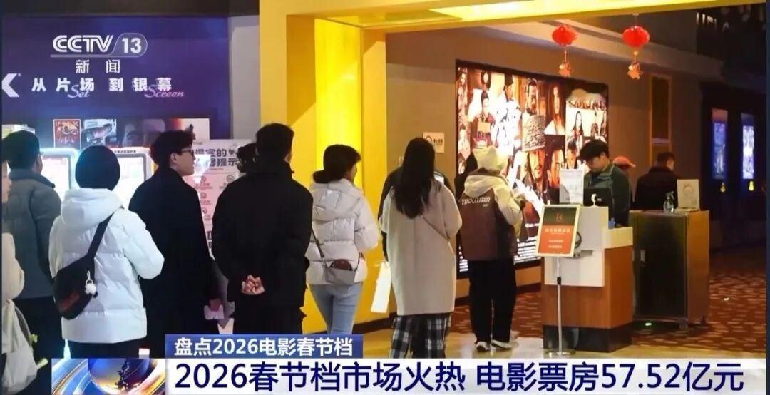 据国家电影局统计，2026年春节档票房为57.52亿元，平均票价同比降低6%；观