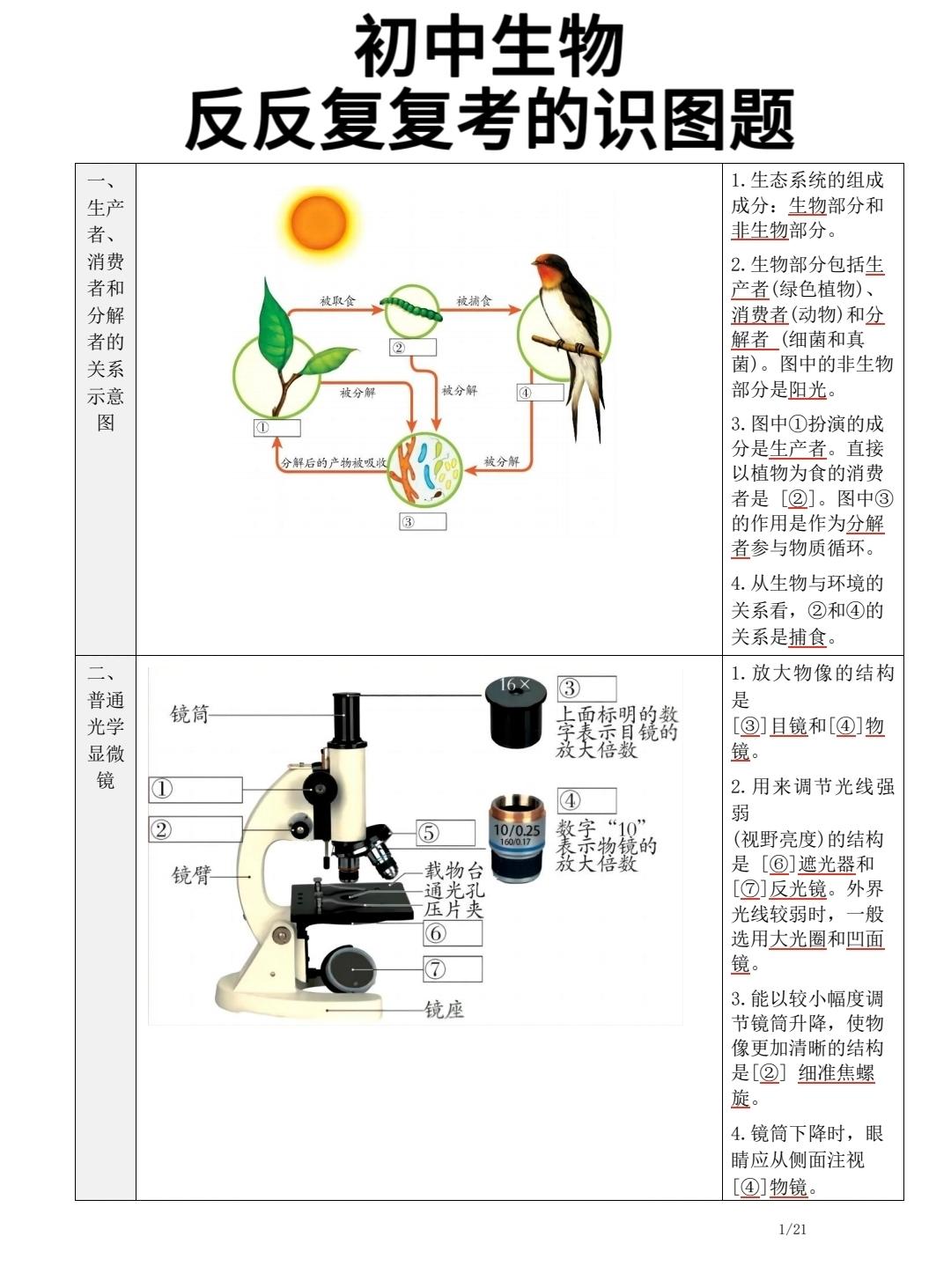 初中生物反反复复考的识图题，考了一次又一次，学会了考试不吃亏