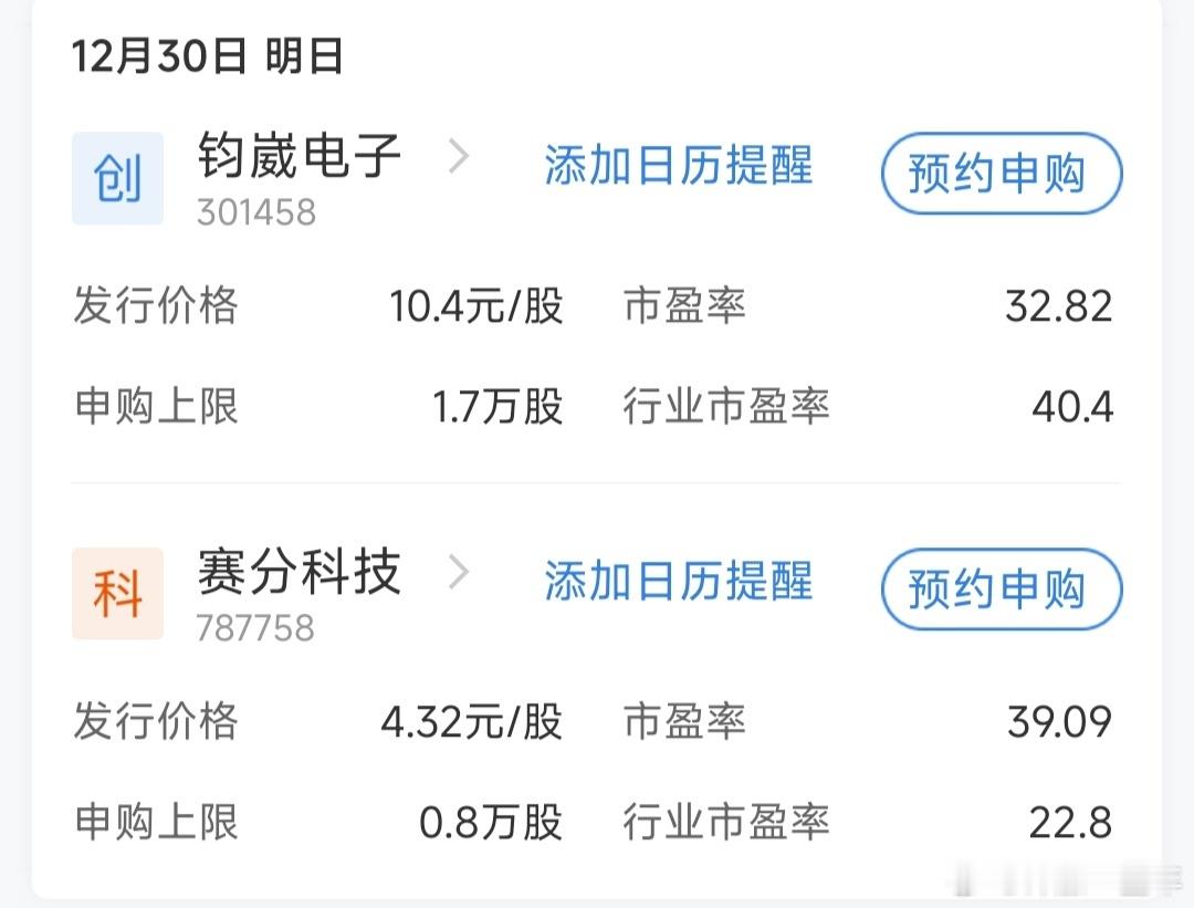 下周，这两只新股申购  