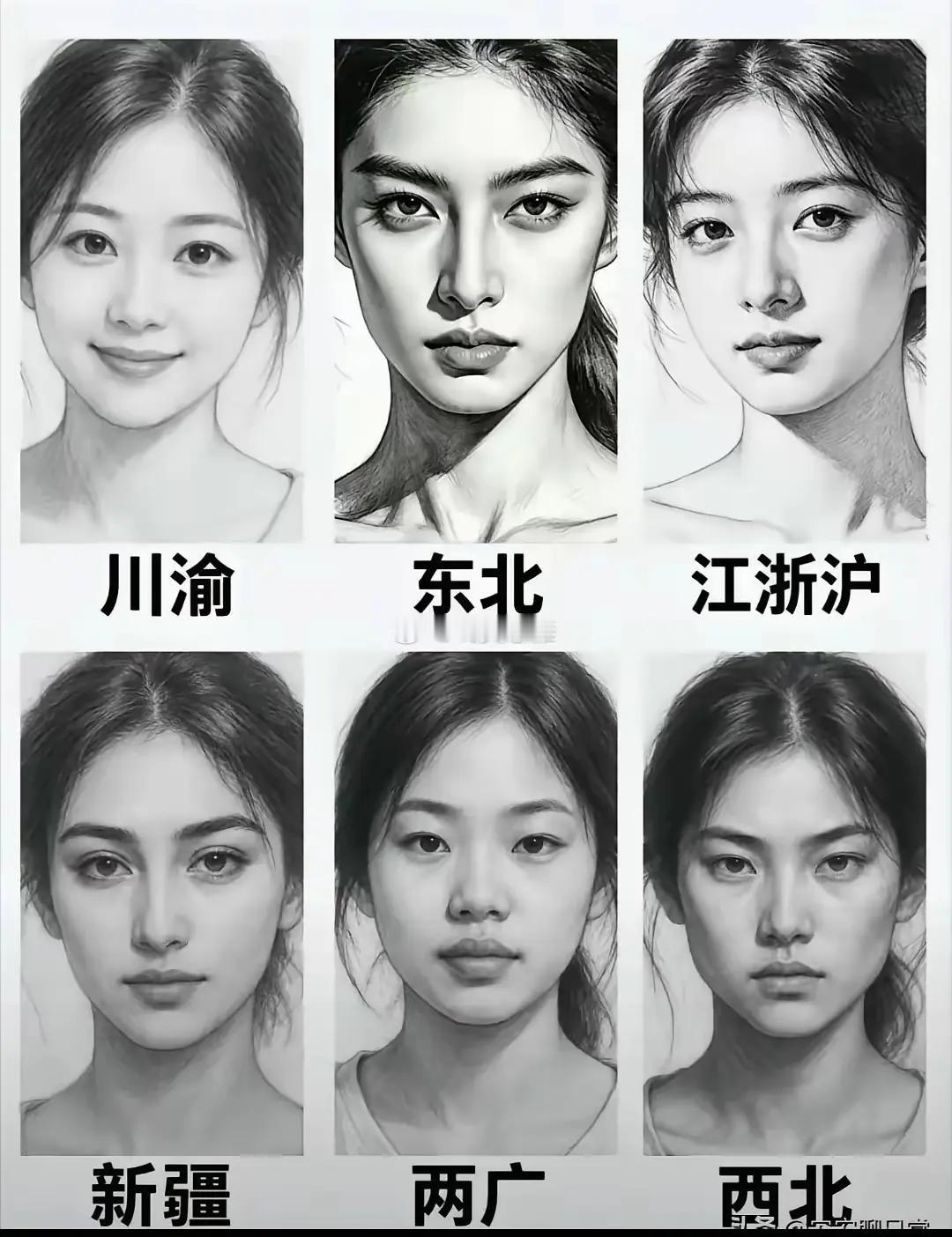 中国美女出川渝，中国各个地方的美女对比，总体来看川渝美女是最美最漂亮的，一张图带
