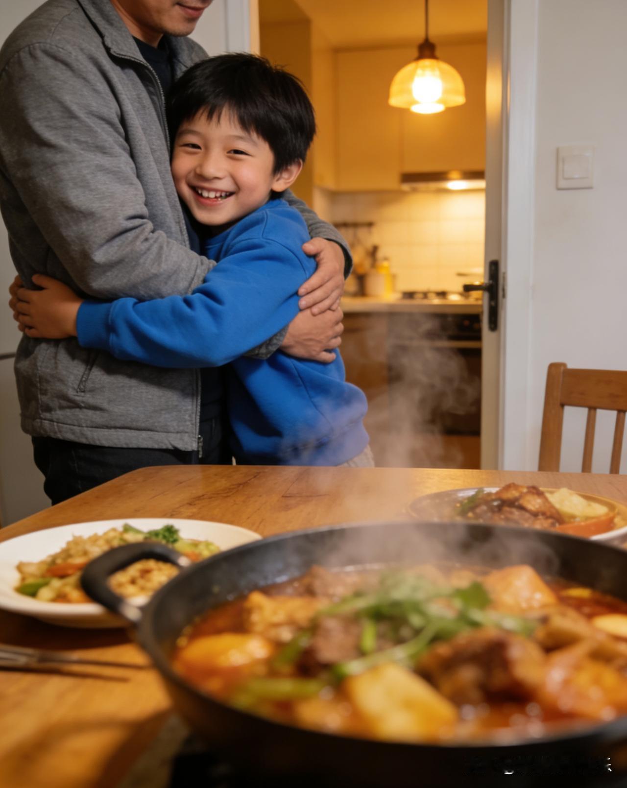 下班有热饭，回家有笑声，遇事有人搭把手，难处有人陪着扛；
不用大富大贵，只要家人
