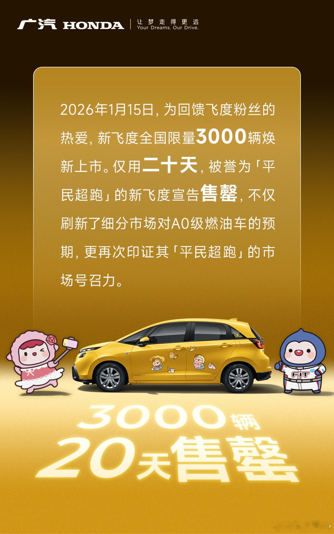 限量3000台新飞度已售罄，仅用20天 