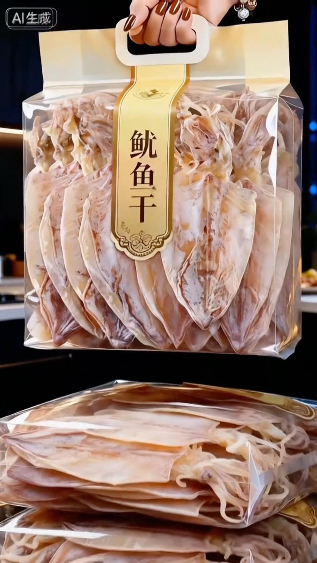 宝子们！看过来！福建特产淡干鱿鱼干，肉质厚实嚼劲足，日晒风干锁鲜，海味...